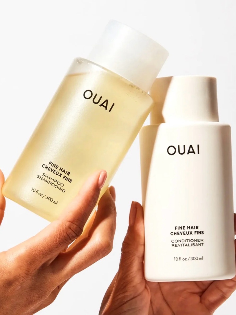 OUAI Fine Hair Shampoo & Conditioner Duo - White & Gold 2 x 300 ml Bundle